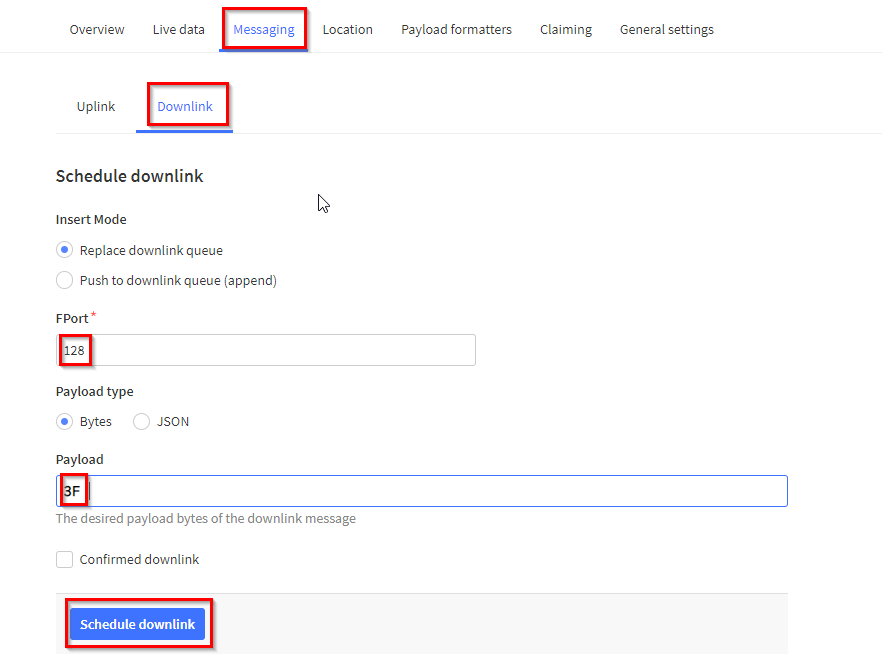 TTN LoRaWAN downlink get firmware version