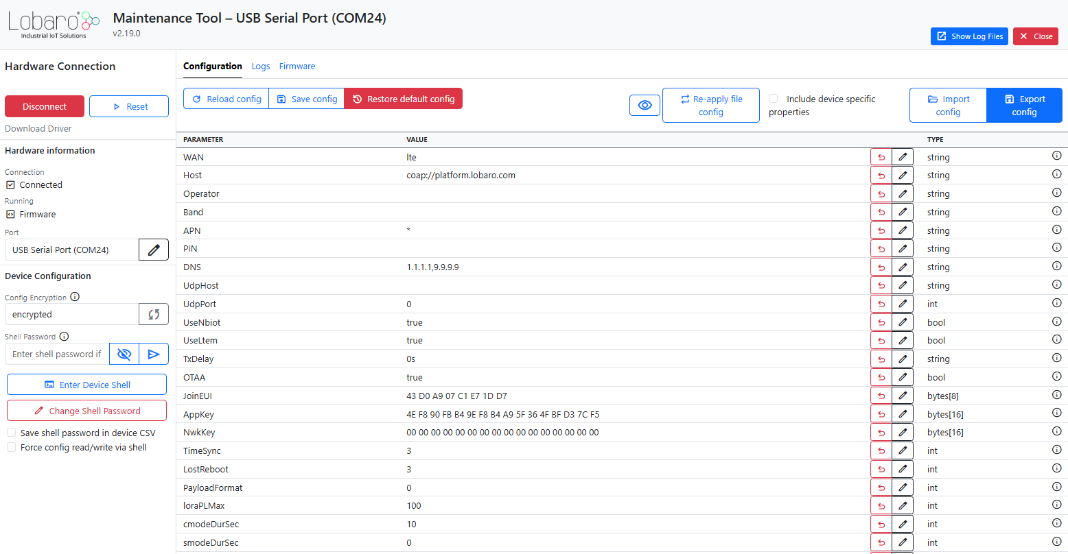 Lobaro Configuration Tool