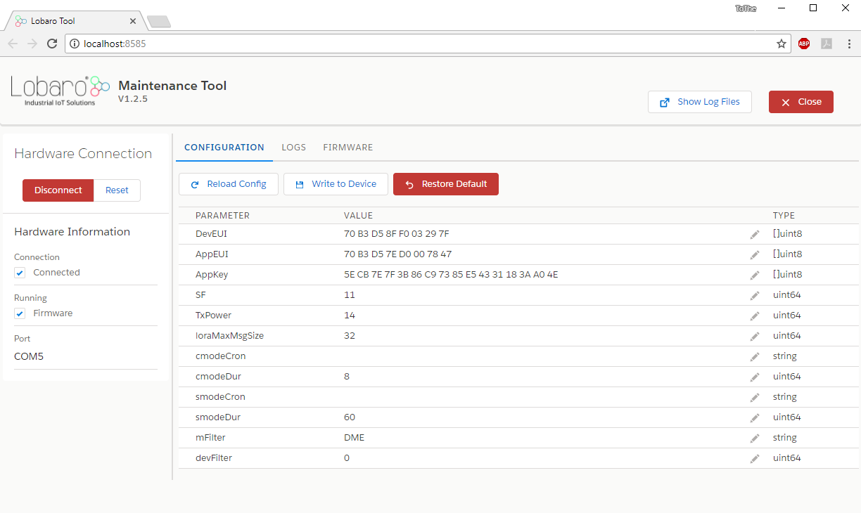 Lobaro Configuration Tool