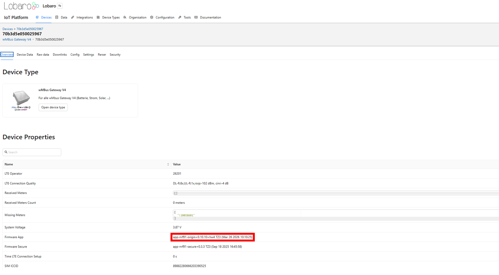 Lobaro Configuration Tool - Version-Identify-platform