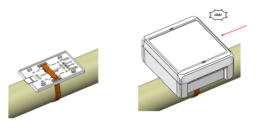 LoCube cable tie mounting on pipe