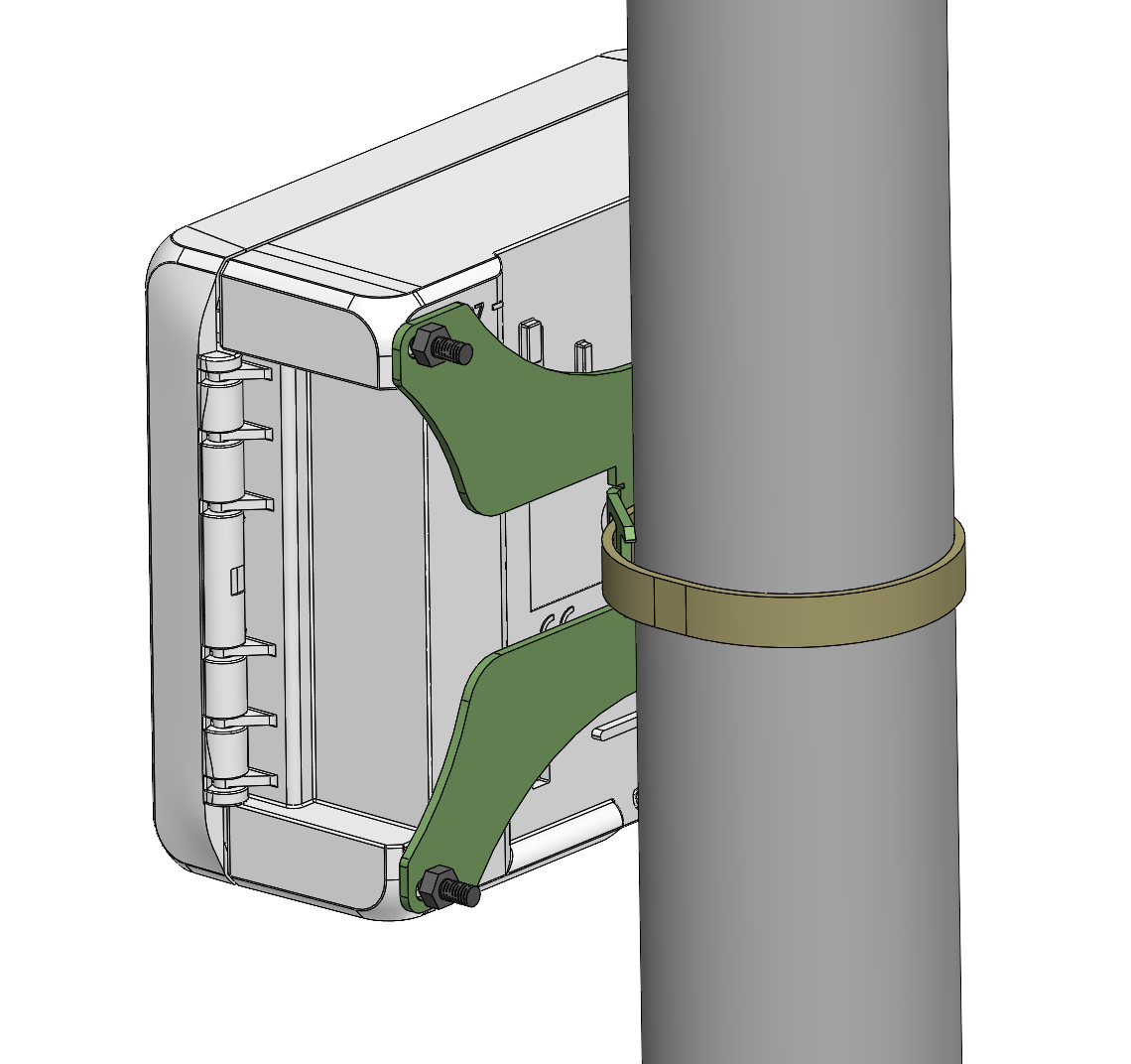 LoCube mast mount brackets and band clamp detail