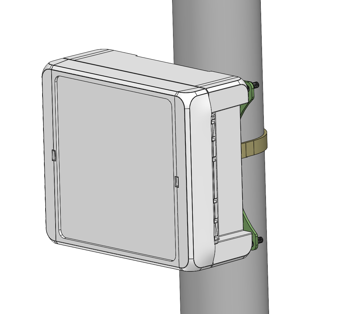 LoCube metal mast mount on a vertical pole