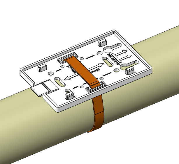 LoCube bracket strapped to a horizontal pipe