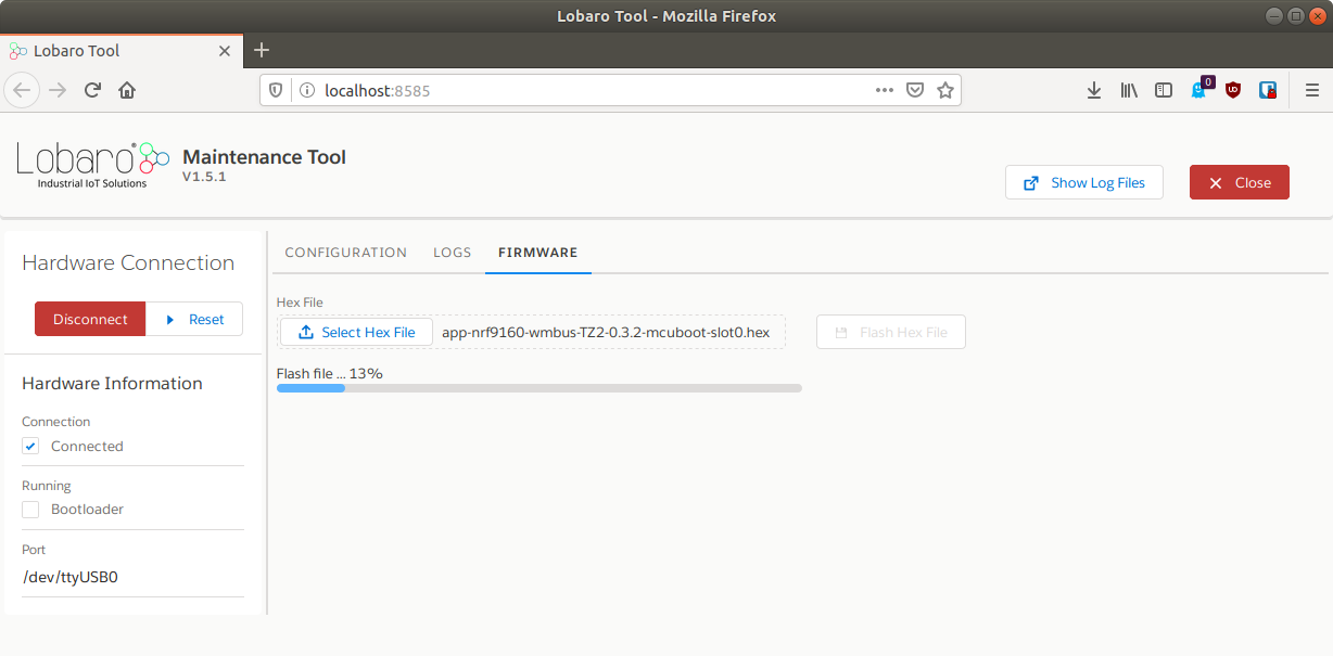 Lobaro Configuration Tool - Flash new firmware