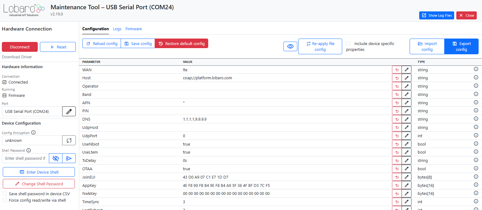 Lobaro Configuration Tool - Automatic Connection