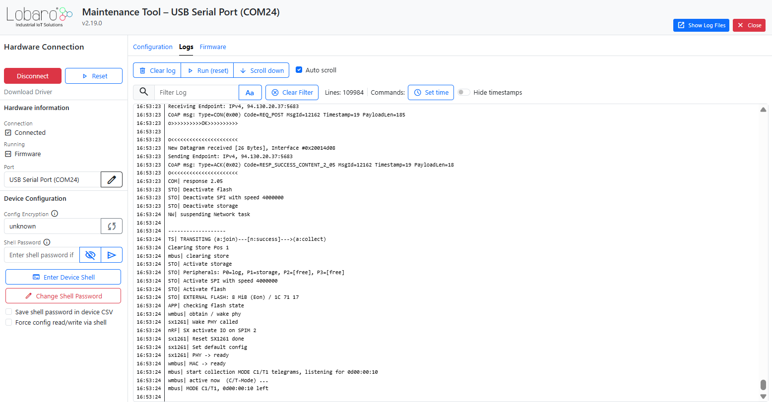 Lobaro Configuration Tool - Automatic Connection