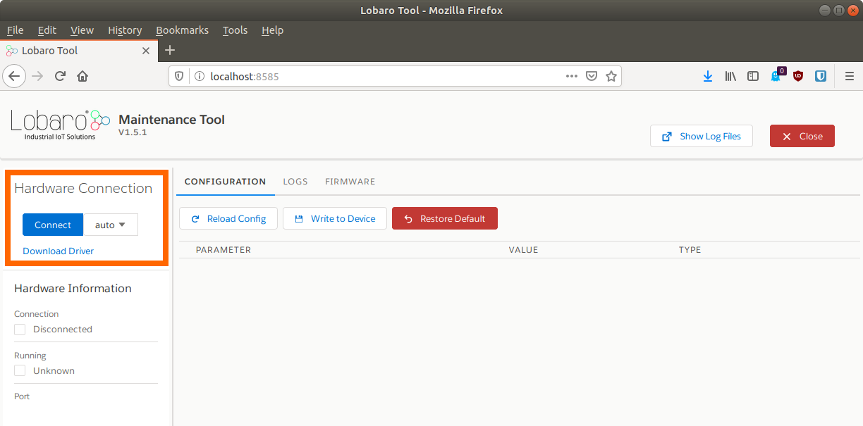 Lobaro Configuration Tool - Automatic Connection