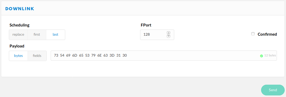 TTN LoRaWAN downlink configuration