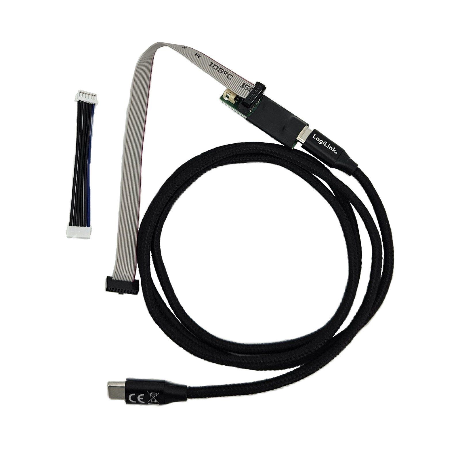 Lobaro USB Config Adapter V4 with USB-C cable, 14-pin ribbon cable and 6-pin JST cable
